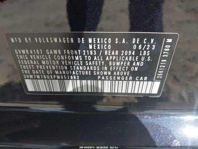 Aukcja sprzedaży 2023 Volkswagen Jetta 1.5t Se, vin: 3VW7M7BUXPM052882, numer aukcji: 45493974