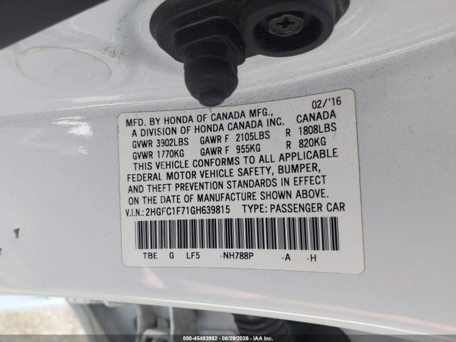 Honda Civic Ex-l 2016 2HGFC1F71GH639815 Image 9
