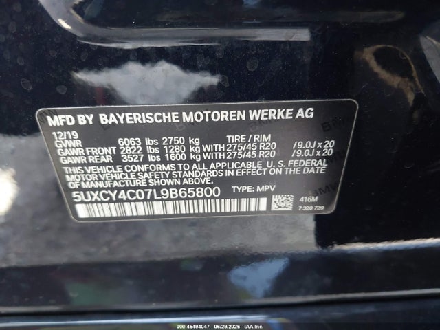 Продаж на аукціоні авто 2020 Bmw X6 Sdrive40i, vin: 5UXCY4C07L9B65800, номер лоту: 45494047