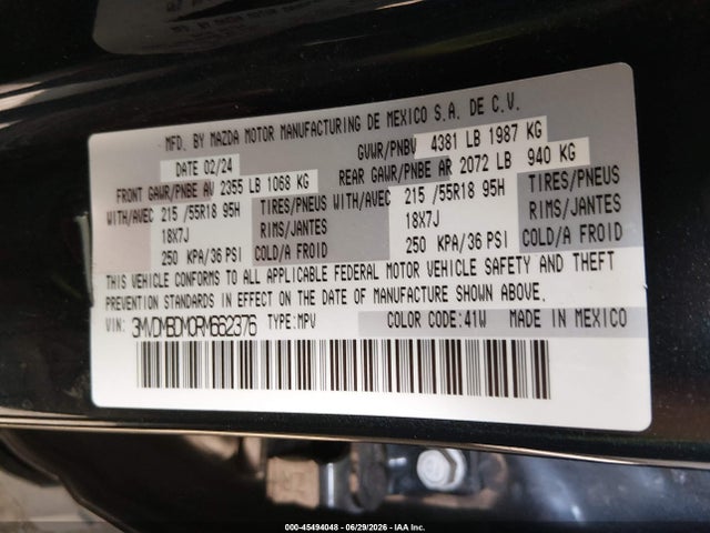 Продаж на аукціоні авто 2024 Mazda Cx-30 2.5 S Premium Package, vin: 3MVDMBDM0RM662376, номер лоту: 45494048