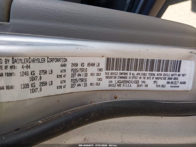 Продаж на аукціоні авто 2004 Jeep Grand Cherokee Laredo, vin: 1J4GW48S04C414369, номер лоту: 45494070