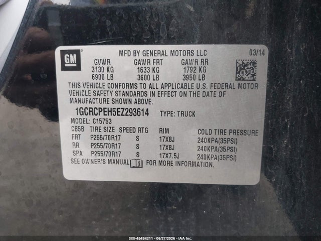 Продажа на аукционе авто 2014 Chevrolet Silverado 1500 Work Truck, vin: 1GCRCPEH5EZ293614, номер лота: 45494211