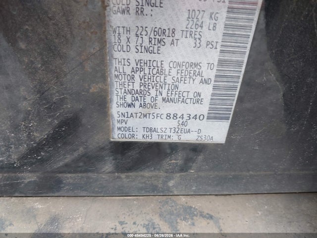 Nissan Rogue Sl 2015 5N1AT2MT5FC884340 Image 9