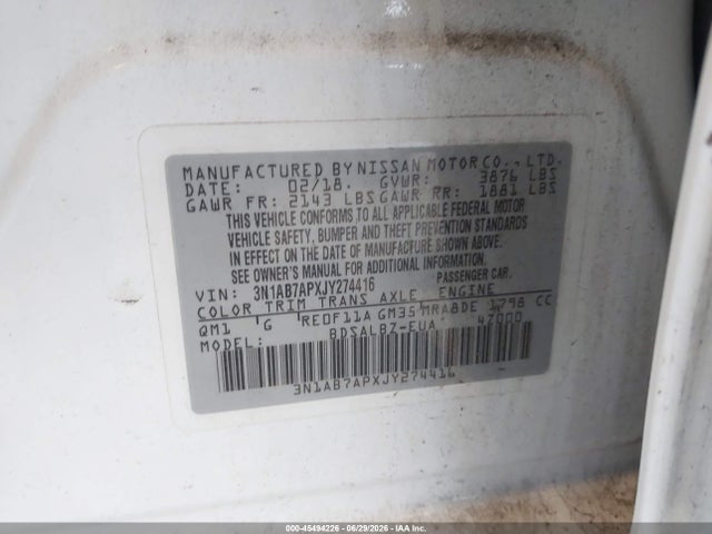 Nissan SENTRA S 2018 3N1AB7APXJY274416 Image 9