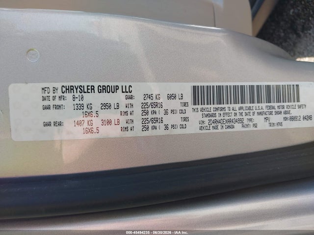 Продажа на аукционе авто 2010 Dodge Grand Caravan Se, vin: 2D4RN4DEXAR434992, номер лота: 45494235
