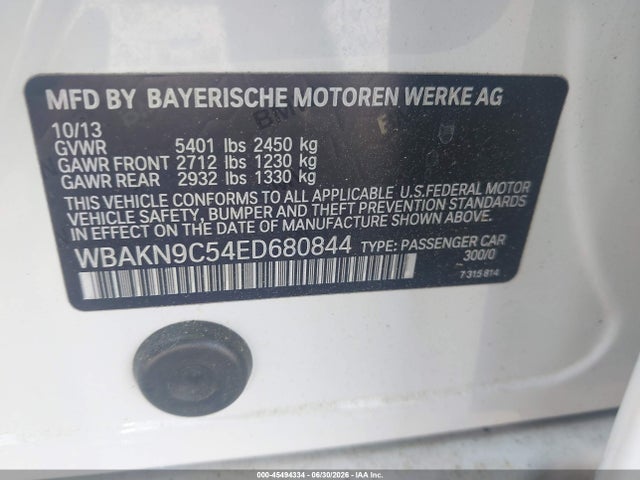 Aukcja sprzedaży 2014 Bmw 550i, vin: WBAKN9C54ED680844, numer aukcji: 45494334