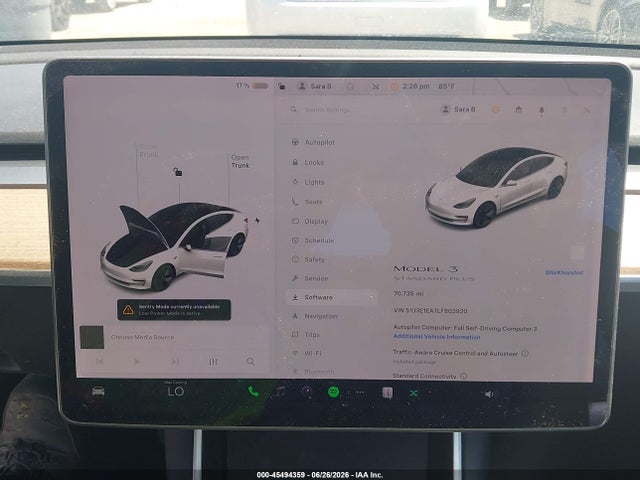 2020 Tesla Model 3 Standard Range Plus Rear-wheel Drive/standard Range Rear-wheel Drive მანქანა იყიდება აუქციონზე, vin: 5YJ3E1EA7LF803920, აუქციონის ნომერი: 45494359