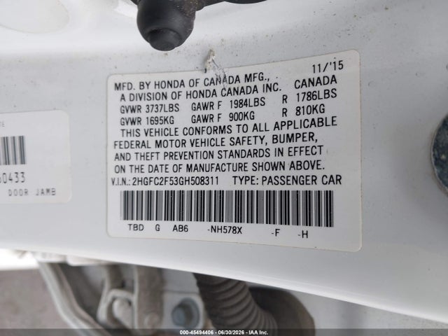 2HGFC2F53GH508311 Honda Civic Lx