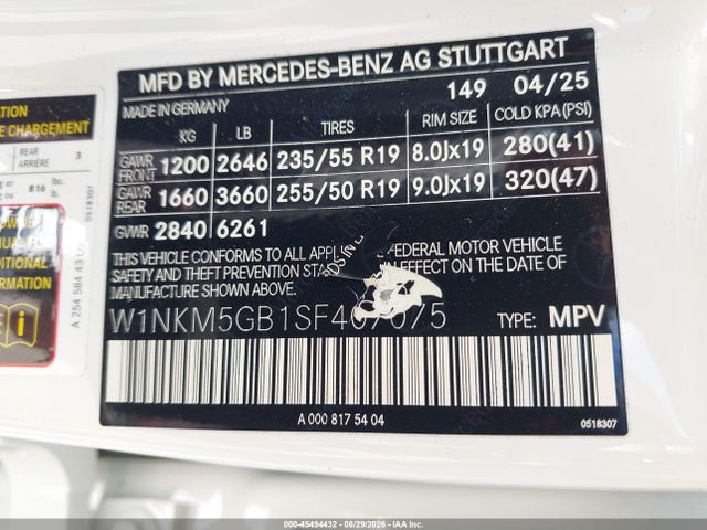 Продаж на аукціоні авто 2025 Mercedes-benz Glc 350e 4matic, vin: W1NKM5GB1SF407075, номер лоту: 45494432