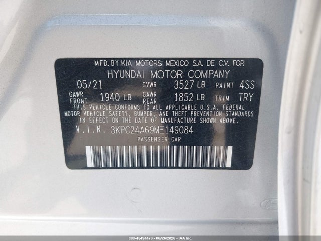 Hyundai ACCENT SE 2021 3KPC24A69ME149084 Image 9