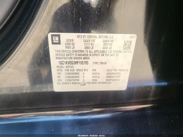 1GC1KVEG0HF195785 Chevrolet Silverado 2500hd Lt