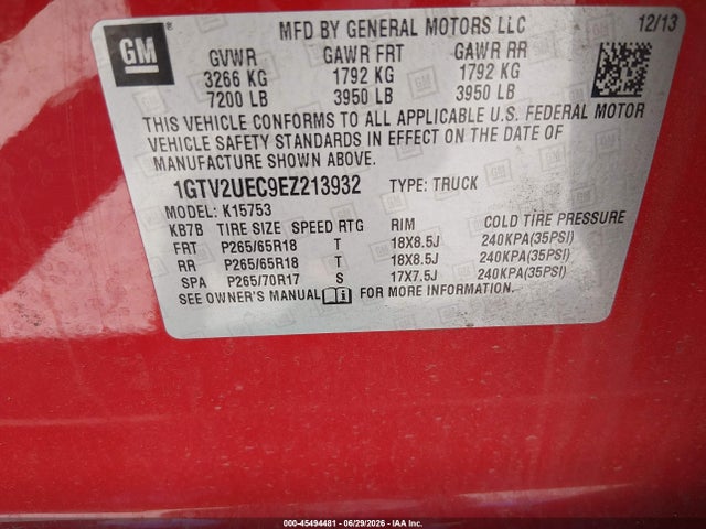 GMC Sierra 1500 Sle 2014 1GTV2UEC9EZ213932 Image 9