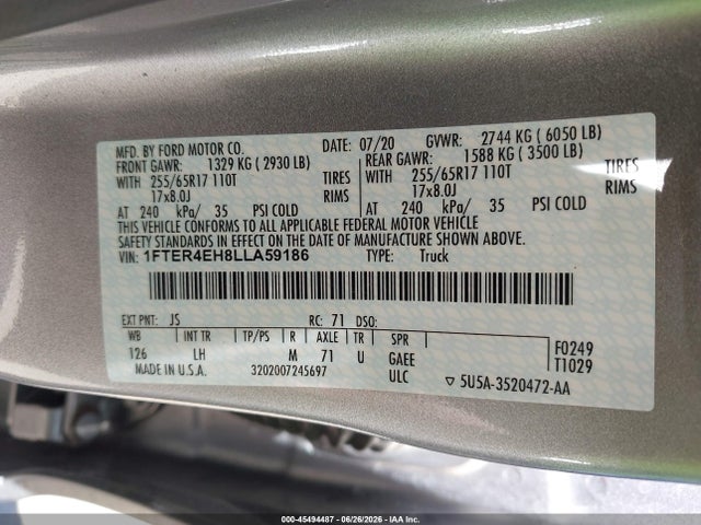 Ford Ranger Xlt 2020 1FTER4EH8LLA59186 Image 9