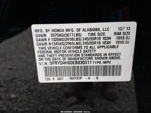 Acura Mdx Advance Pkg W/entertainment Pkg 2014 5FRYD4H80EB030311 Image 9