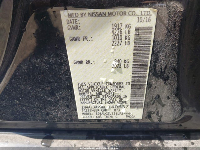 Nissan Altima 2.5 S 2017 1N4AL3AP9HC140637 Image 9