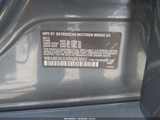 Продаж на аукціоні авто 2016 Bmw 328i, vin: WBA8E9G51GNT43663, номер лоту: 45494512