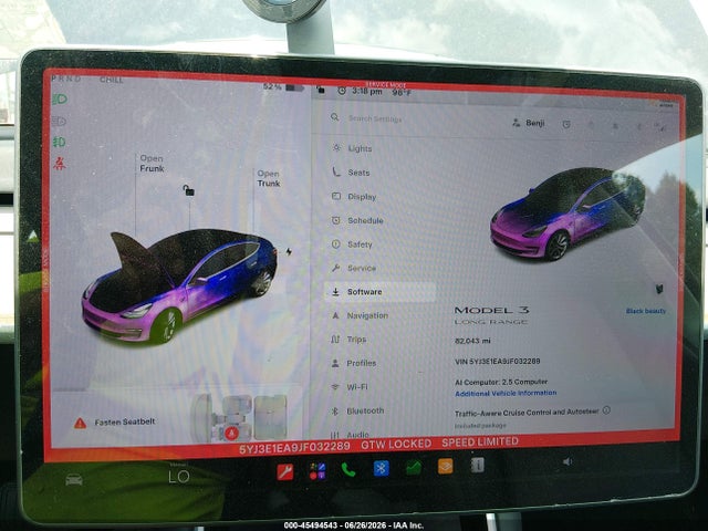 Aukcja sprzedaży 2018 Tesla Model 3 Long Range/mid Range, vin: 5YJ3E1EA9JF032289, numer aukcji: 45494543