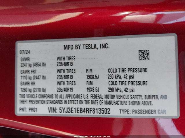 Tesla Model 3 Long Range Dual Motor All-wheel Drive 2024 5YJ3E1EB4RF813502 Image 9