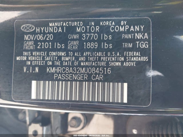 Продажа на аукционе авто 2021 Hyundai Venue Sel, vin: KMHRC8A32MU084516, номер лота: 45494590