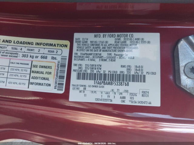 Ford Mustang V6 2015 1FA6P8AM8F5338768 Image 9