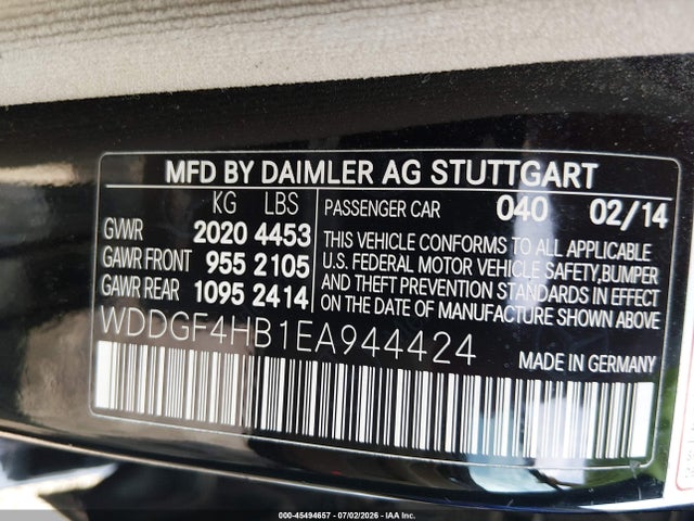 45494657 :رقم المزاد ، WDDGF4HB1EA944424 vin ، 2014 Mercedes-benz C 250 Sport مزاد بيع