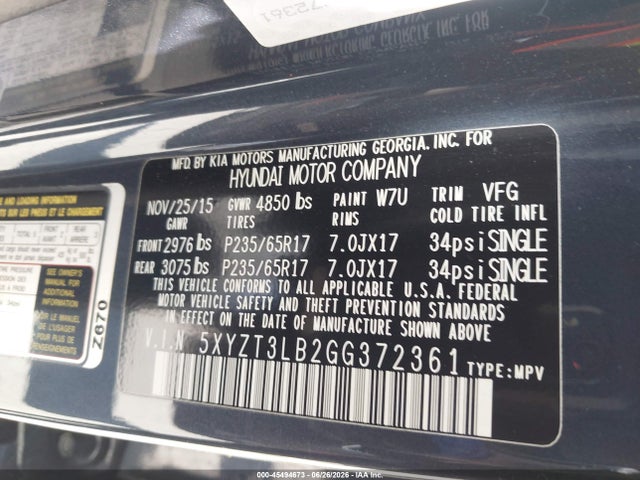 5XYZT3LB2GG372361 Hyundai Santa Fe Sport 2.4l