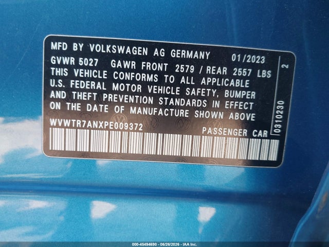 Продаж на аукціоні авто 2023 Volkswagen Arteon 2.0t Sel Premium R-line, vin: WVWTR7ANXPE009372, номер лоту: 45494690