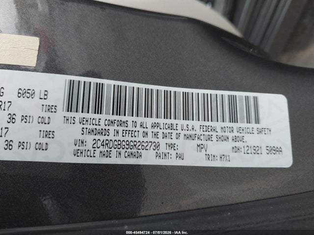 Dodge Grand Caravan Se 2016 2C4RDGBG9GR262730 Image 9