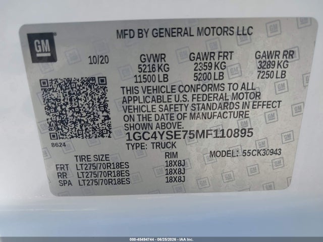 Chevrolet SILVERADO 3500HD 2021 1GC4YSE75MF110895 Image 9