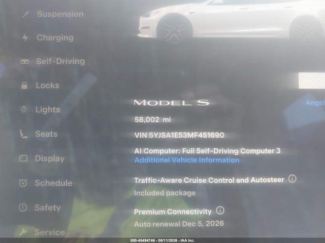 Tesla Model S Long Range Dual Motor All-wheel Drive 2021 5YJSA1E53MF451690 Image 15