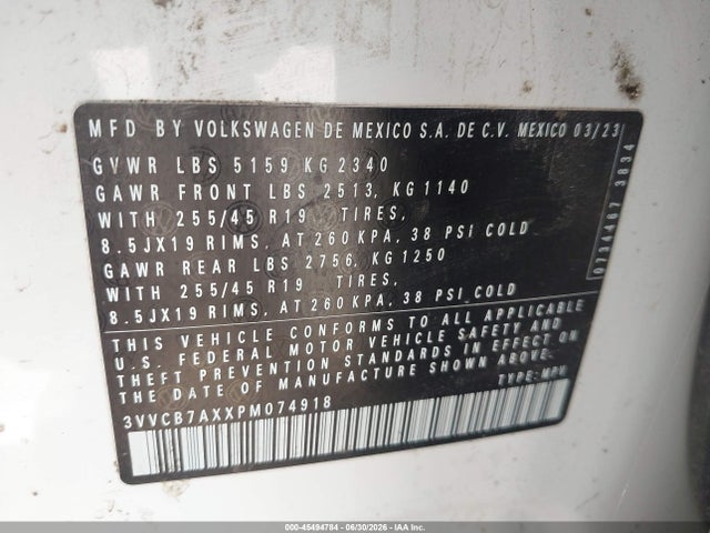 Продаж на аукціоні авто 2023 Volkswagen Tiguan 2.0t Se R-line Black, vin: 3VVCB7AXXPM074918, номер лоту: 45494784