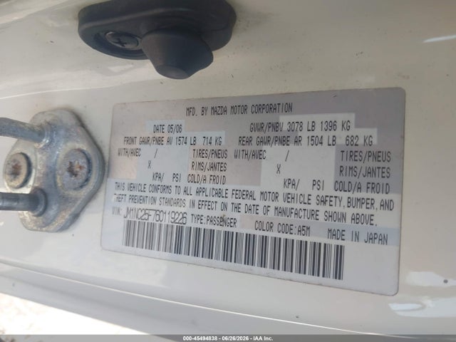 Aukcja sprzedaży 2006 Mazda Mx-5 Miata Grand Touring, vin: JM1NC25F760119226, numer aukcji: 45494838