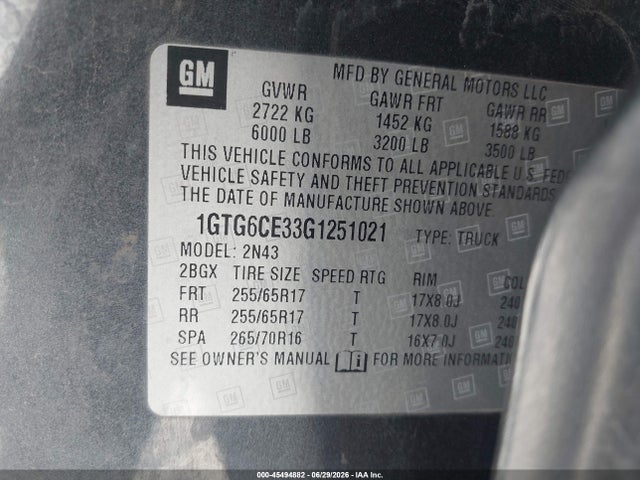 GMC Canyon 4wd Sle 2016 1GTG6CE33G1251021 Image 9