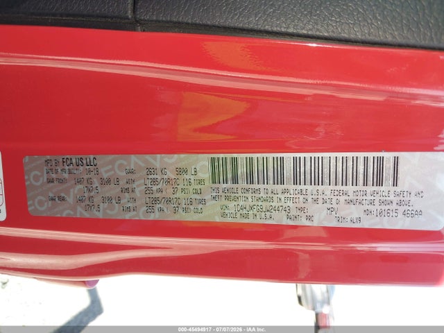 1C4HJXFG9JW244743 Jeep Wrangler Unlimited Rubicon 4x4