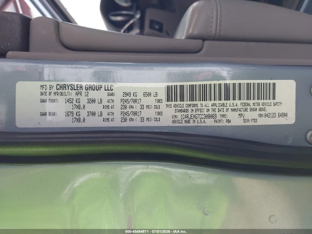 Продажа на аукционе авто 2012 Jeep Grand Cherokee Laredo, vin: 1C4RJEAG7CC308069, номер лота: 45494971