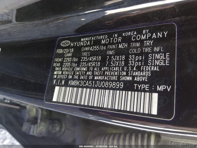 Hyundai Kona Limited 2018 KM8K3CA51JU089899 Image 9