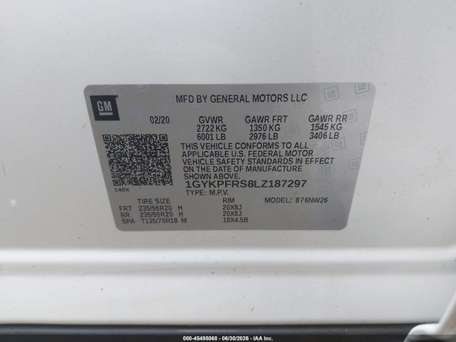 Продаж на аукціоні авто 2020 Cadillac Xt6 Awd Premium Luxury, vin: 1GYKPFRS8LZ187297, номер лоту: 45495068