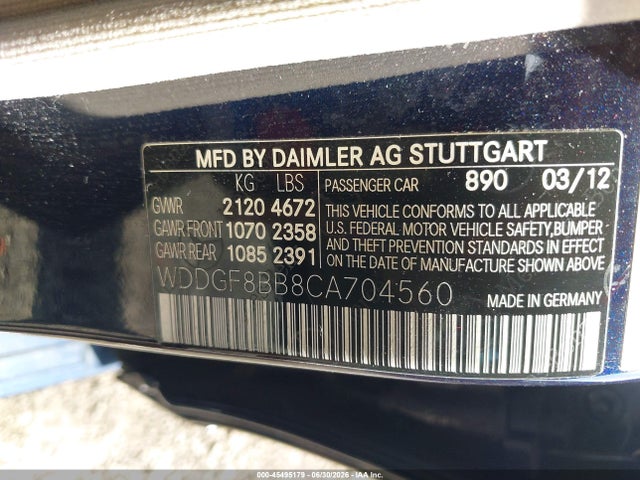 Aukcja sprzedaży 2012 Mercedes-benz C 300 Sport 4matic, vin: WDDGF8BB8CA704560, numer aukcji: 45495179