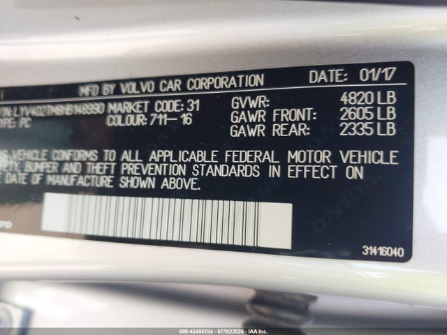 LYV402TM8HB148990 Volvo S60 Inscription T5 Platinum