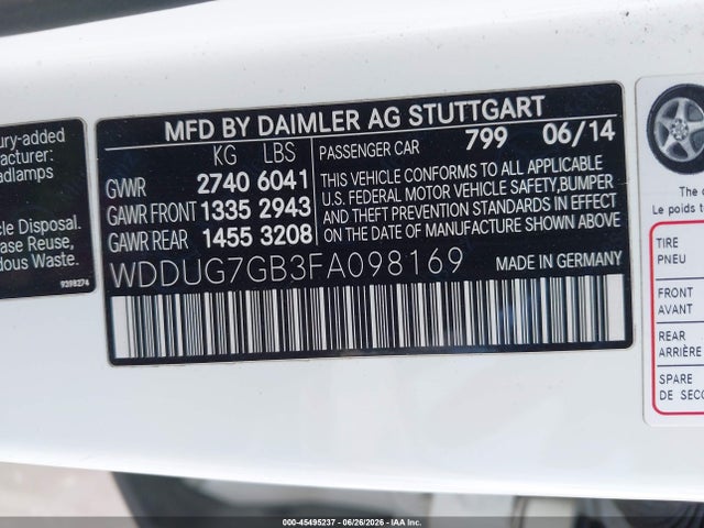 Mercedes-Benz S 600 2015 WDDUG7GB3FA098169 Image 9