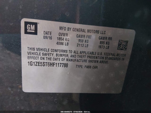1G1ZE5ST6HF117788 Chevrolet MALIBU 1LT