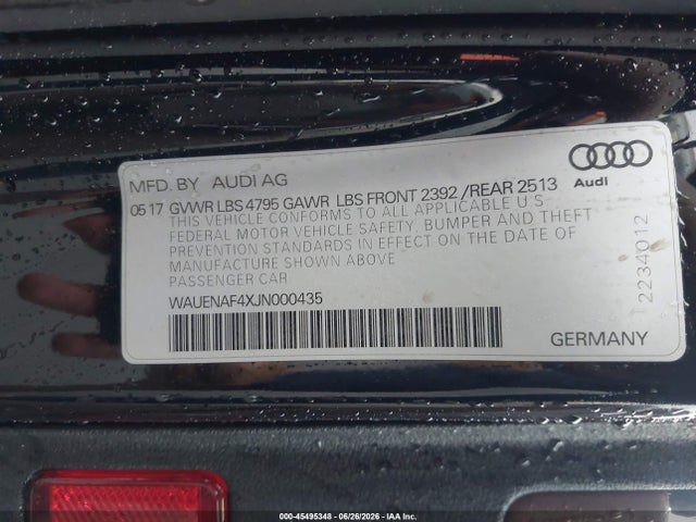 Aukcja sprzedaży 2018 Audi A4 2.0t Premium/2.0t Tech Premium, vin: WAUENAF4XJN000435, numer aukcji: 45495348
