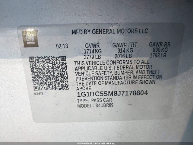 1G1BC5SM8J7178804 Chevrolet Cruze Ls Auto