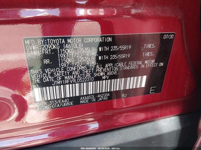 Toyota Rav4 Limited 2020 JTMY1RFV9LD522310 Image 9