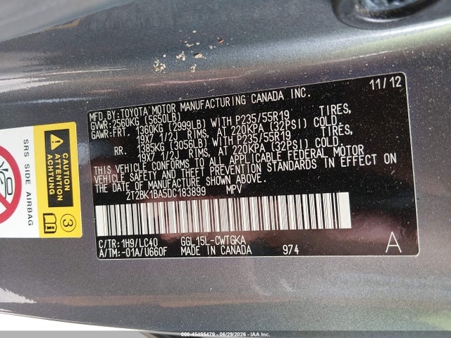 2013 Lexus Rx 350 მანქანა იყიდება აუქციონზე, vin: 2T2BK1BA5DC183899, აუქციონის ნომერი: 45495479