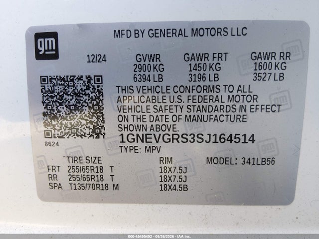 Chevrolet Traverse Awd Lt 2025 1GNEVGRS3SJ164514 Image 9