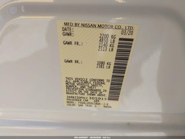 1N4BZ1DPXLC305915 Nissan Leaf Sl Plus 62 Kwh