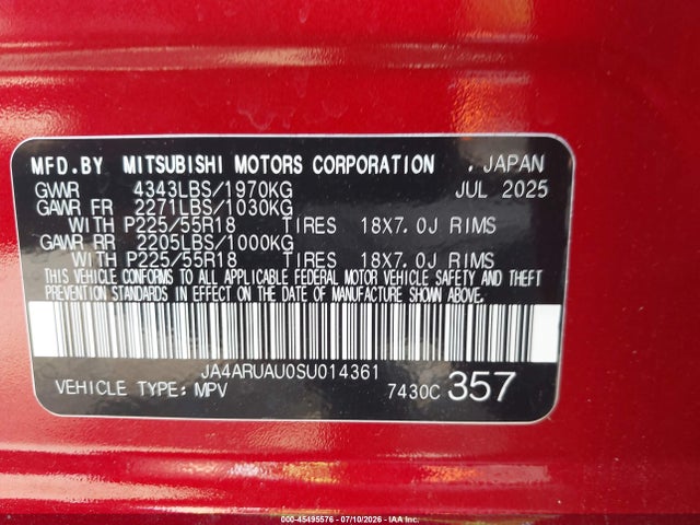 Продажа на аукционе авто 2025 Mitsubishi Outlander Sport 2.0 Es Awc/2.0 Le Awc/2.0 S Awc/2.0 Se Awc/2.0 Trail Edition Awc, vin: JA4ARUAU0SU014361, номер лота: 45495576