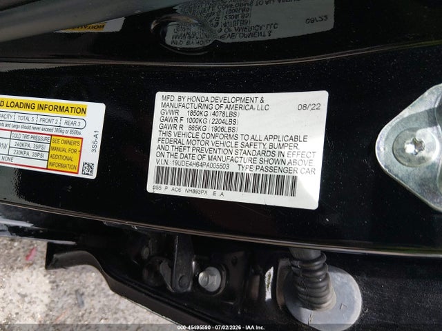 2023 Acura Integra A-spec Technology მანქანა იყიდება აუქციონზე, vin: 19UDE4H64PA005503, აუქციონის ნომერი: 45495590