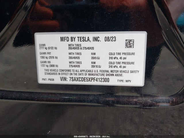 Aukcja sprzedaży 2023 Tesla Model X Dual Motor All-wheel Drive/standard Range, vin: 7SAXCDE5XPF412300, numer aukcji: 45495673